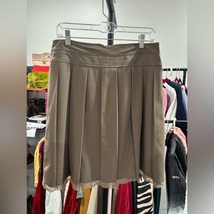 473. Women's Pleated A-Line Skirt in Taupe